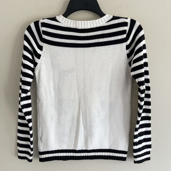 Copper Key Sweater Top Girls Size XL Deer Graphic Print Striped Black White - Picture 3 of 8
